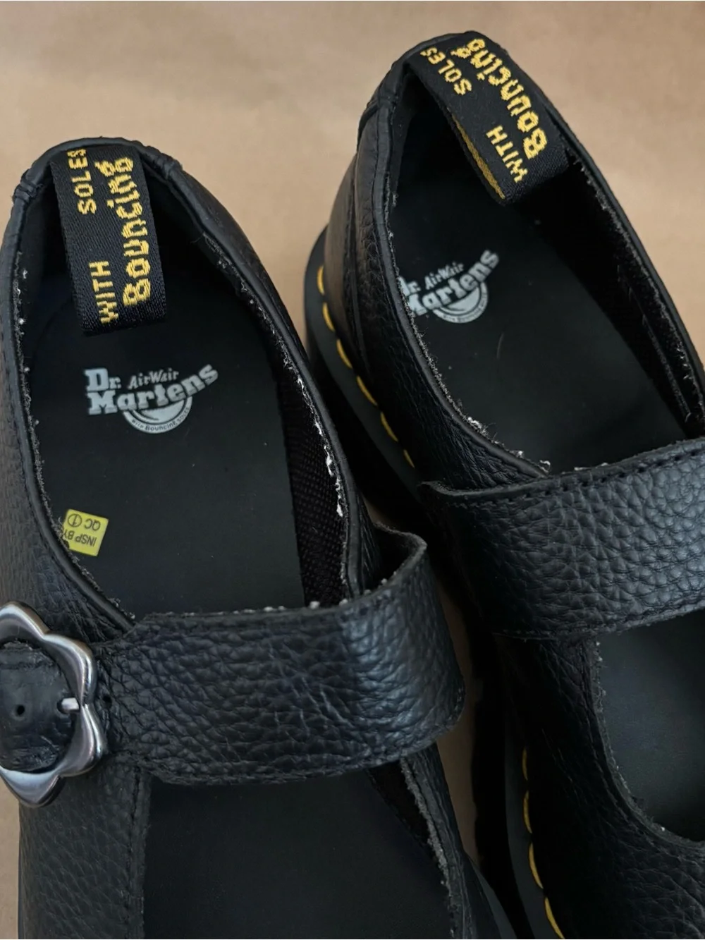 Dr Martens Addina Flower Buckle Leather Platform Shoes